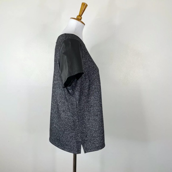 Talbots Wool Faux Leather Top Heathered Gray XL - Picture 3 of 9